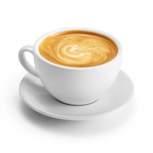 Cup of coffee latte isolated on white background with clipping path