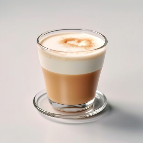 A glass cup with cappuccino. Clean. Studio photograph, beige background. Studio lighting. Maximum quality and detail --chaos 100 --ar 3:2 --style raw --stylize 1000 --v 5.1